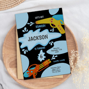 Arme à eau noire et bleue Invitation Anniversaire