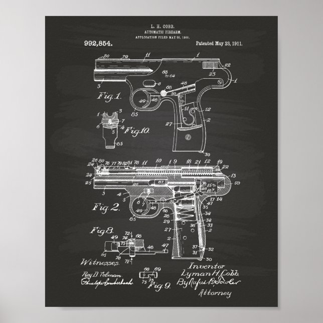 Arme de police 1911 Brevet - Tableau noir (Devant)