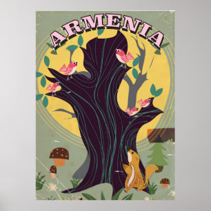 Armenia Vintage cartoon travel poster