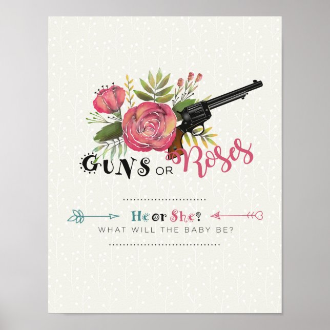 Armes à feu ou Roses Affiche de la fête de révélat (Devant)