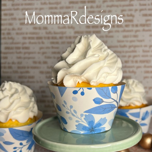 Armoire de cupcake à fleur bleue, emballage de cup (Créateur téléchargé)