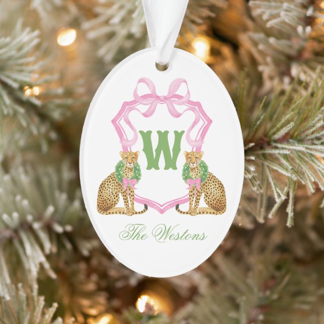 Armoiries de monogramme de Noël de léopard Preppy  (Arbre)