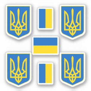 Armoiries ukrainiennes / Trizub et drapeau Sticker