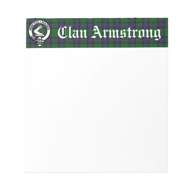 Armstrong Clan Crest Badge & Bloc-notes Tartan (Devant)