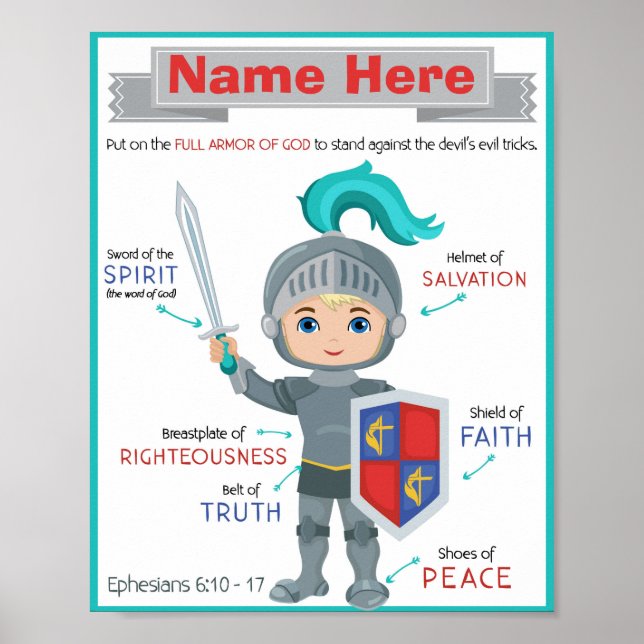 Armure de Dieu Poster pour enfants - Ephésiens 6:1 (Devant)