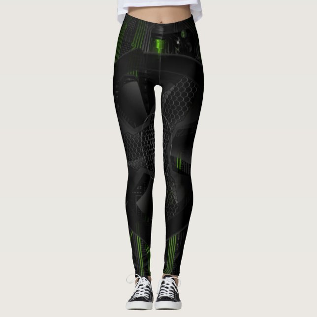 Armure de Mecha Sci-Fi Cyberpunk - Leggings Vert N (Devant)