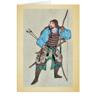 Armure de port samouraï et tenir un arc