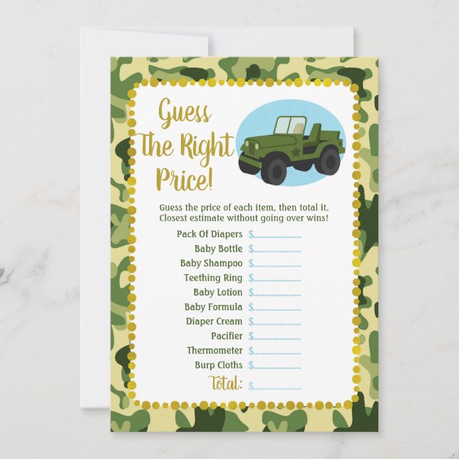 Army Camo Baby Devinez Le Bon Jeu De Prix (Devant)