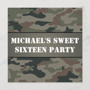 Army Style Sweet 16 Anniversaire Fête Invitation