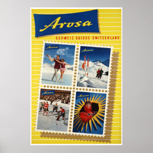 Arosa, Suisse, Affiche de voyage de ski