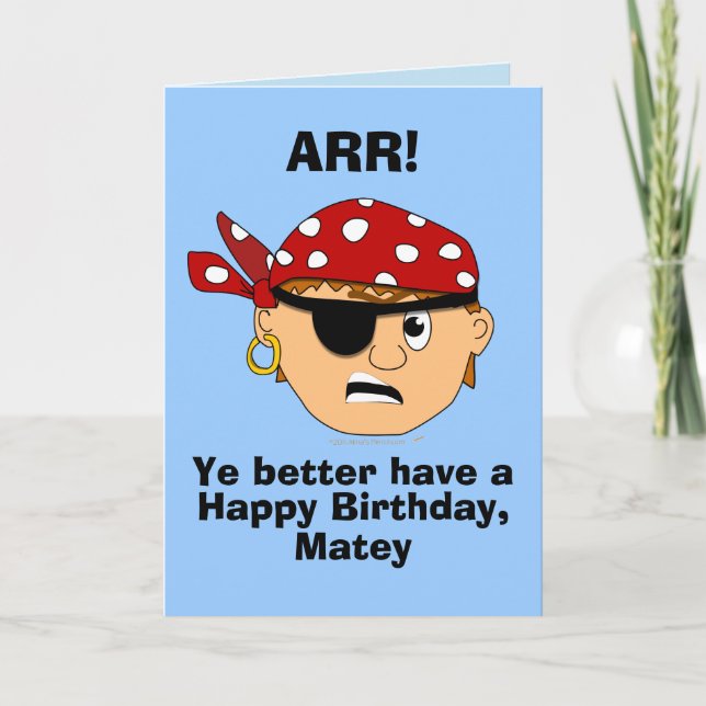 Arr Pirate Boy Funny Birthday Card Modèle (Devant)