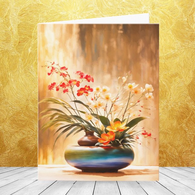 Arrangement de fleurs japonaises Ikebana (Perfect for any occasion, this Ikebana note card adds a touch of elegance to your heartfelt messages)