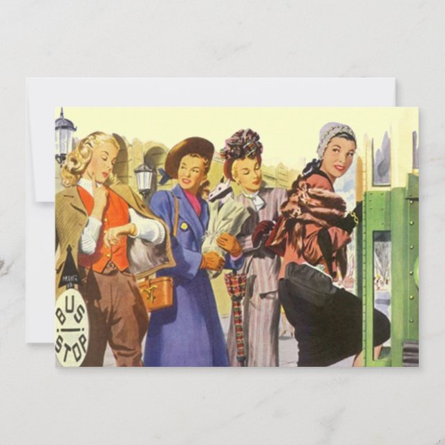 Arrêt de bus Vintage BFF Invitation Retro Gal Pals (Devant)
