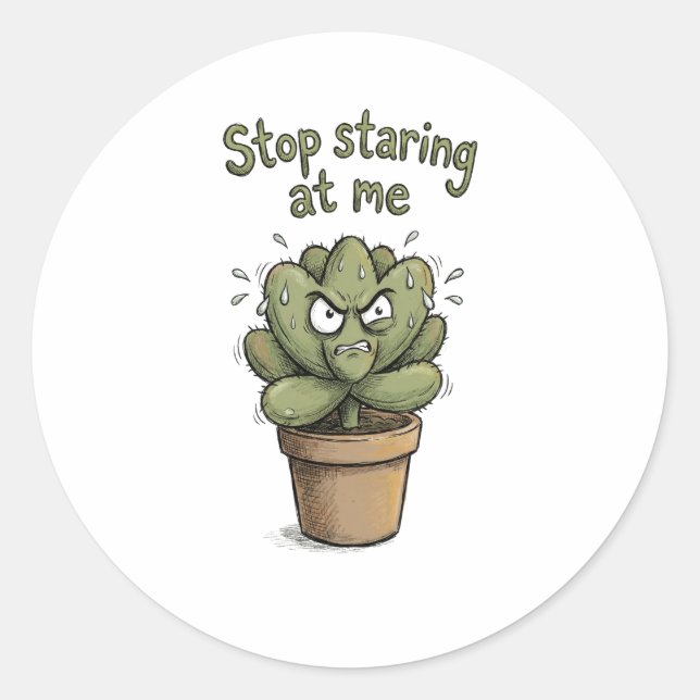 Arrête de me fixer – Autocollant de succulente drô (Devant)