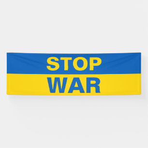 Arrêter la guerre Ukraine bannière ukrainienne