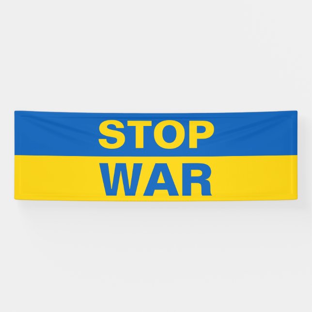 Arrêter la guerre Ukraine bannière ukrainienne (Horizontal)