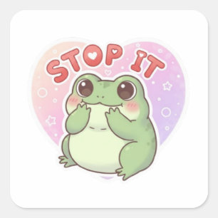 Arrêtez Autocollant Grenouille Mignonne Timide Gre