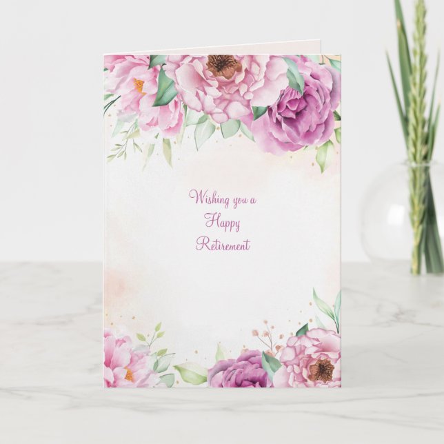 Arrêtez et sentez la carte de retraite Rose (Devant)