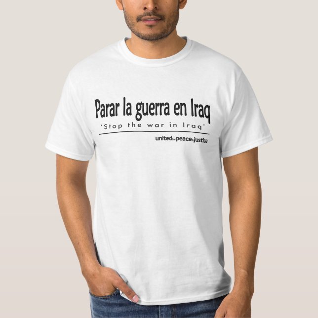"Arrêtez la guerre T-shirt espagnol en Irak" (Devant)