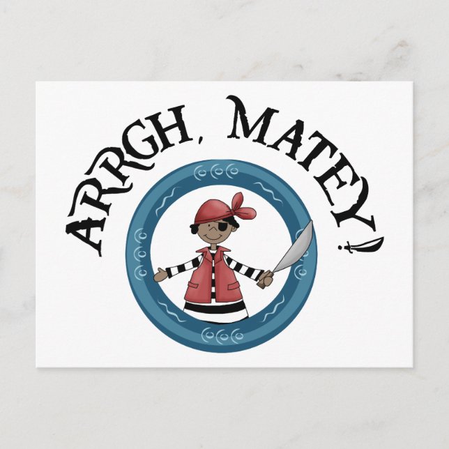 Arrgh Matey Pirate Boy Carte Postale (Devant)