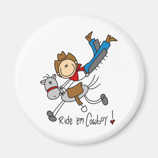 Arrière 'Em Cowboy Stick Figure Magnet (Devant)