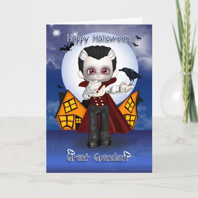 arrière petit-fils plaisir vampire halloween carte (Devant)