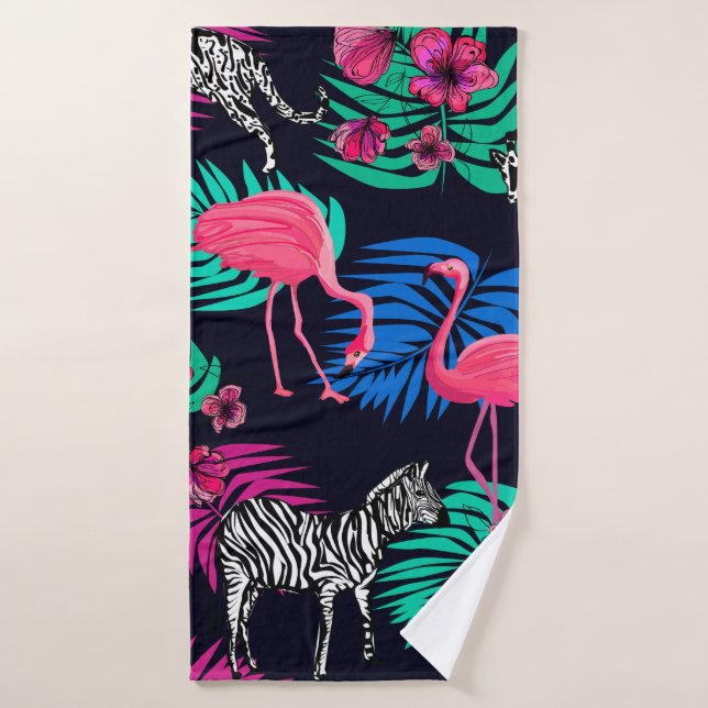 arrière - plan africain de couleur, girafe, léopar (Serviette de bain)