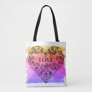 Arrière - plan coloré AMOUR Sac fourre-tout coeur