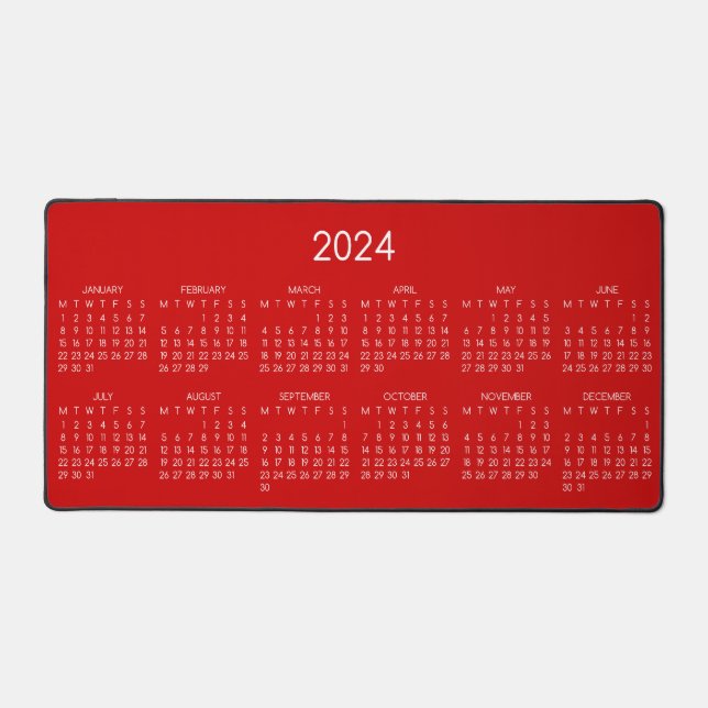 arrière - plan de couleur rouge du calendrier 2024 (Recto)