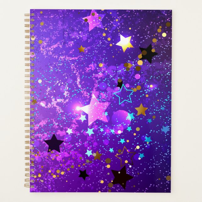 Arrière - plan de feuille violet avec étoiles (Devant)