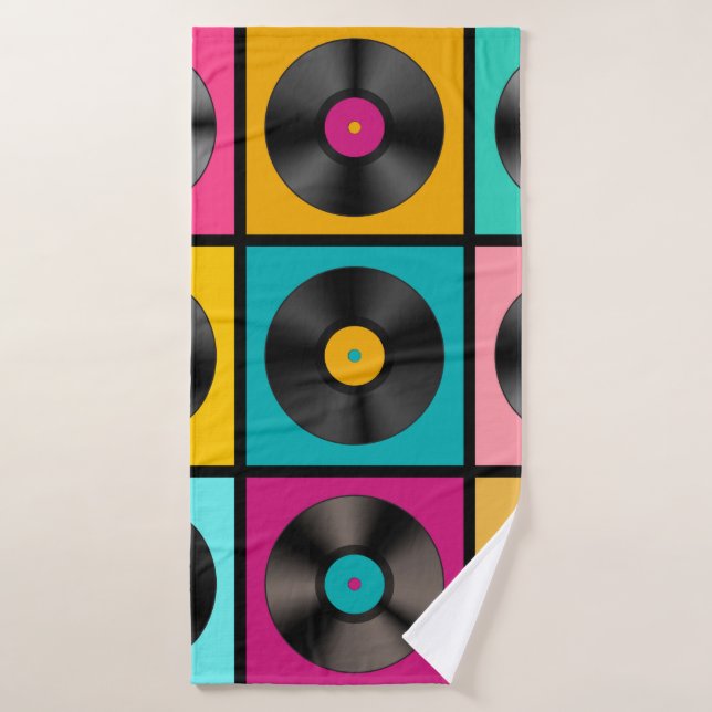 Arrière - plan de musique rétro avec Vinyl Records (Serviette de bain)