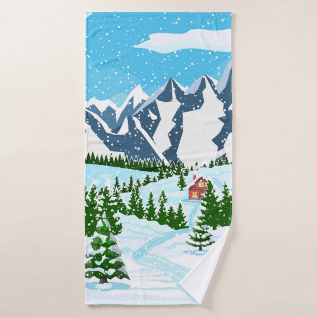 Arrière - plan de Noël d'hiver. Pin bois et sn (Serviette de bain)