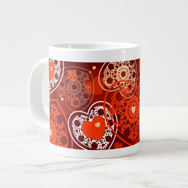 Arrière - plan des coeurs, mug (Devant gauche)