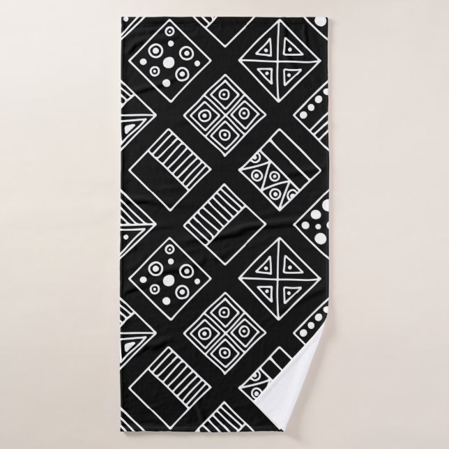 Arrière - plan géométrique noir et blanc avec main (Serviette de bain)