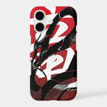Arrière - plan japonais noir de rouge de dragon