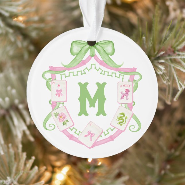 Arrière-plan monogramme à arc rose et vert aquarel (Arbre)