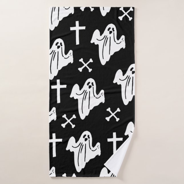 Arrière - plan Motif Halloween tiré à la main (Serviette de bain)