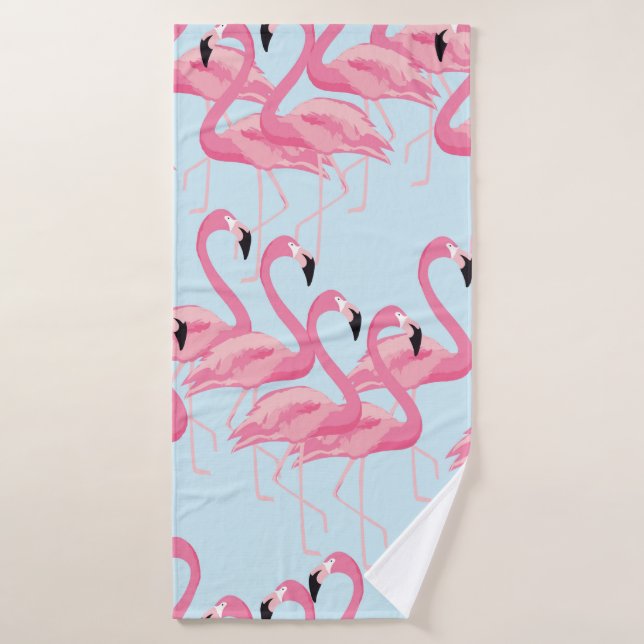 Arrière - plan motif sans couture d'oiseau flamand (Serviette de bain)