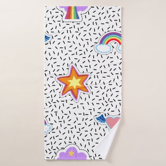 Arrière - plan motif transparent avec patch cartoo (Serviette de bain)