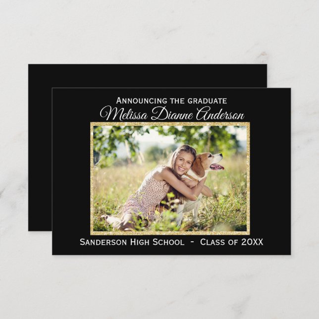 Arrière - plan noir/or - 3x5 Grad Faire-part (Devant / Derrière)