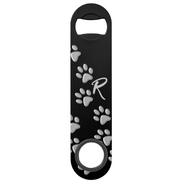 Arrière - plan noir Silver Dog Paws Motif d'impres (Devant)