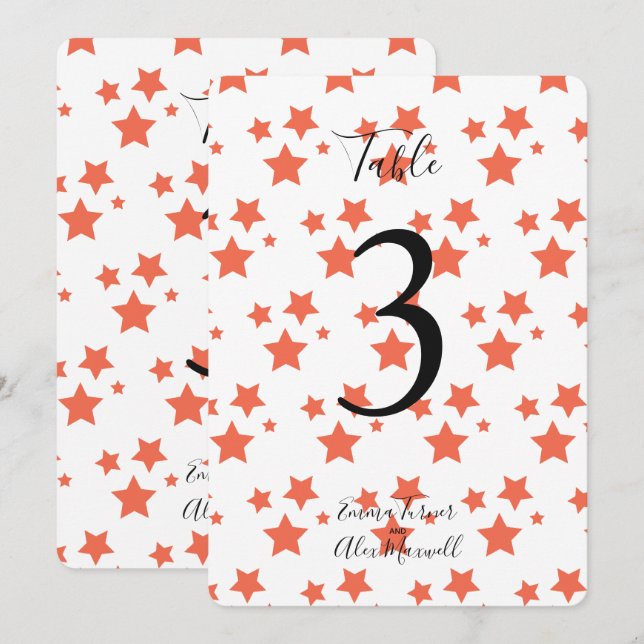 Arrière - plan Orange Stars | Cartes de numéro de  (Devant / Derrière)
