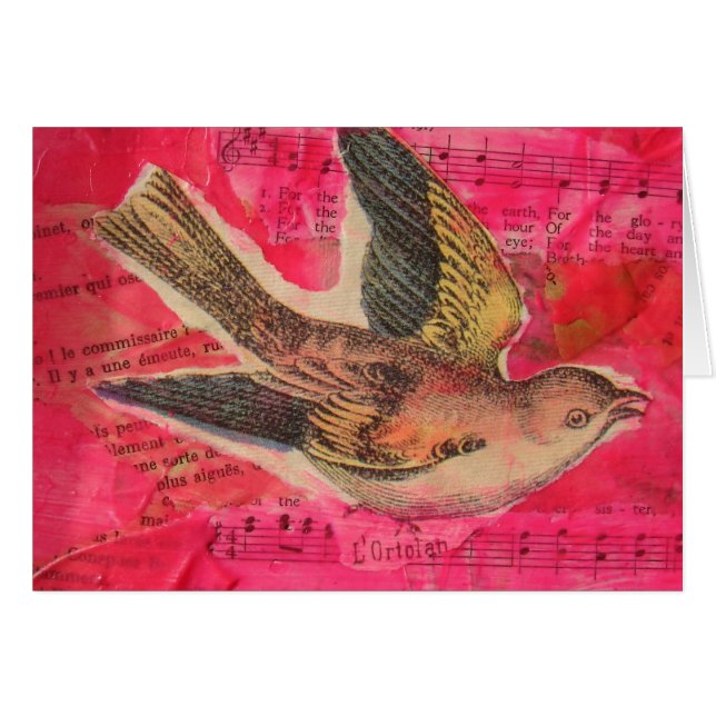 Arrière - plan rose chaud Bird Mix Media (Devant horizontal)