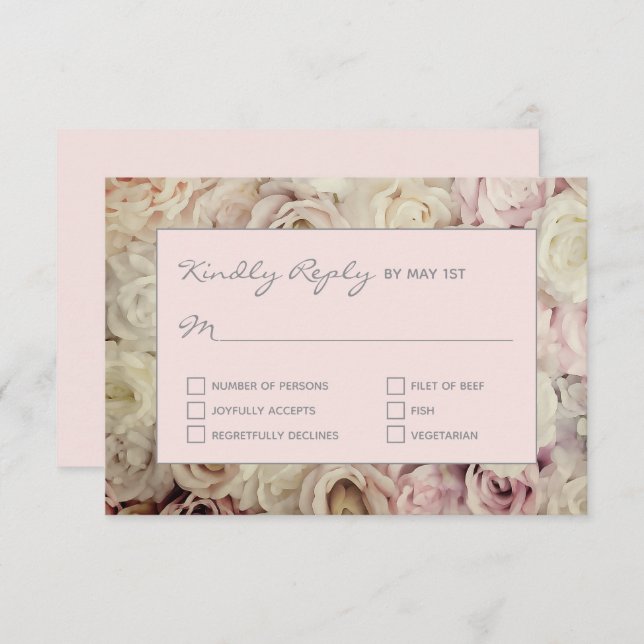 Arrière - plan Rose des cartes RSVP Blush Pink Mis (Devant / Derrière)