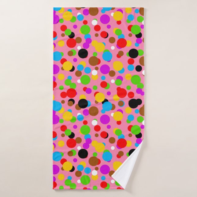 Arrière - plan rose Pois colorés (Serviette de bain)