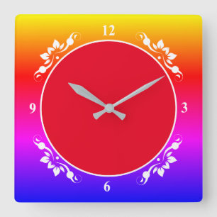 Arrière - plan rouge et horloge multicolore cadena