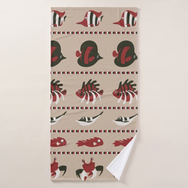 Arrière - plan sans couture avec vie marine - crab (Serviette de bain)