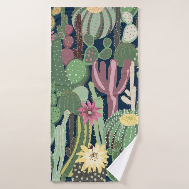 arrière - plan transparent avec cactus (Serviette de bain)
