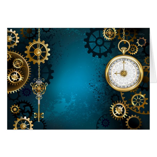 Arrière - plan turquoise à vapeur avec engrenages (Devant Horizontal)