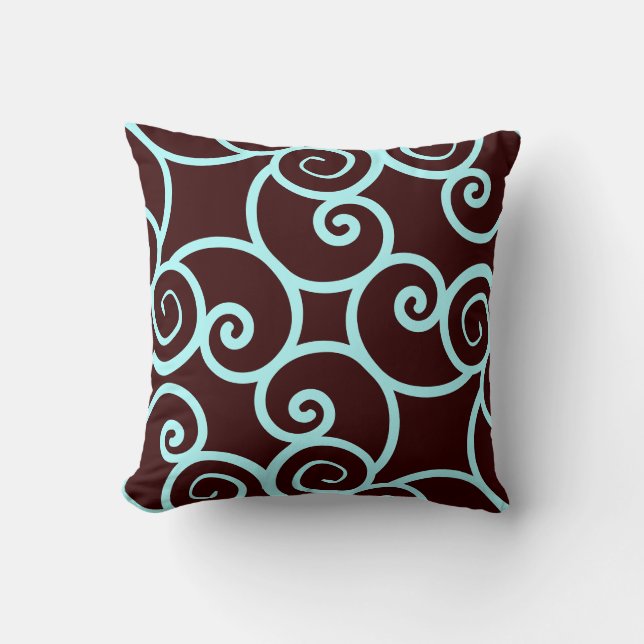 arrière - plan turquoise et coussin motif abstrait (Recto)